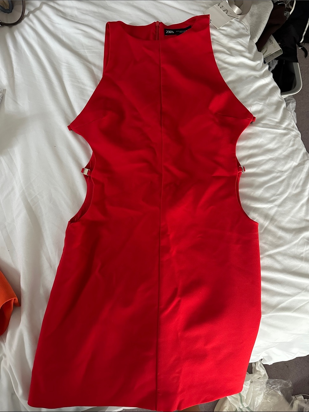 ZARA Vibrant Red Cutout Bodycon Mini Dress